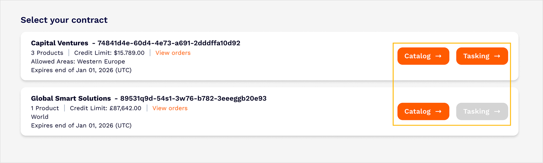 SatVu web application - Product access.
