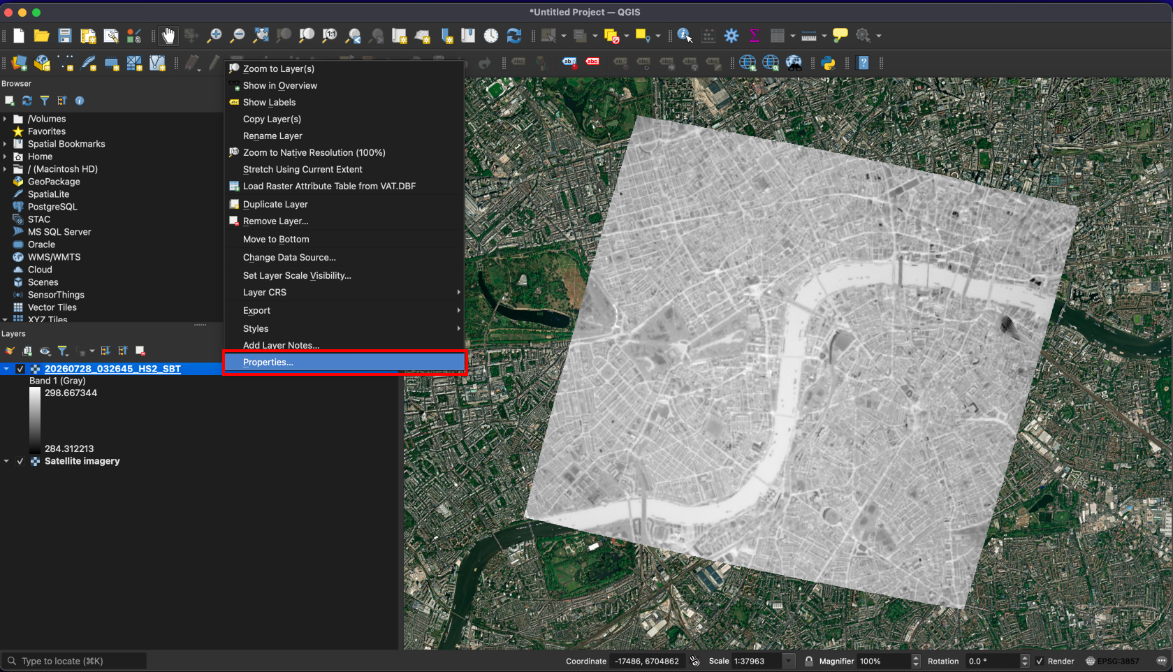 Selecting layer properties